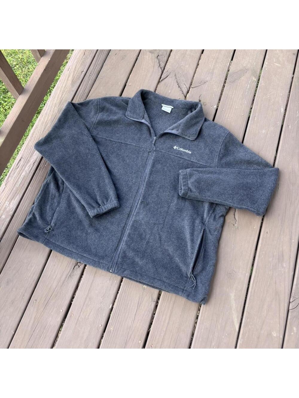 Columbia Fleece Jacket Full Zip Gray Outdoor Hiking Men’s 3XL 30x30